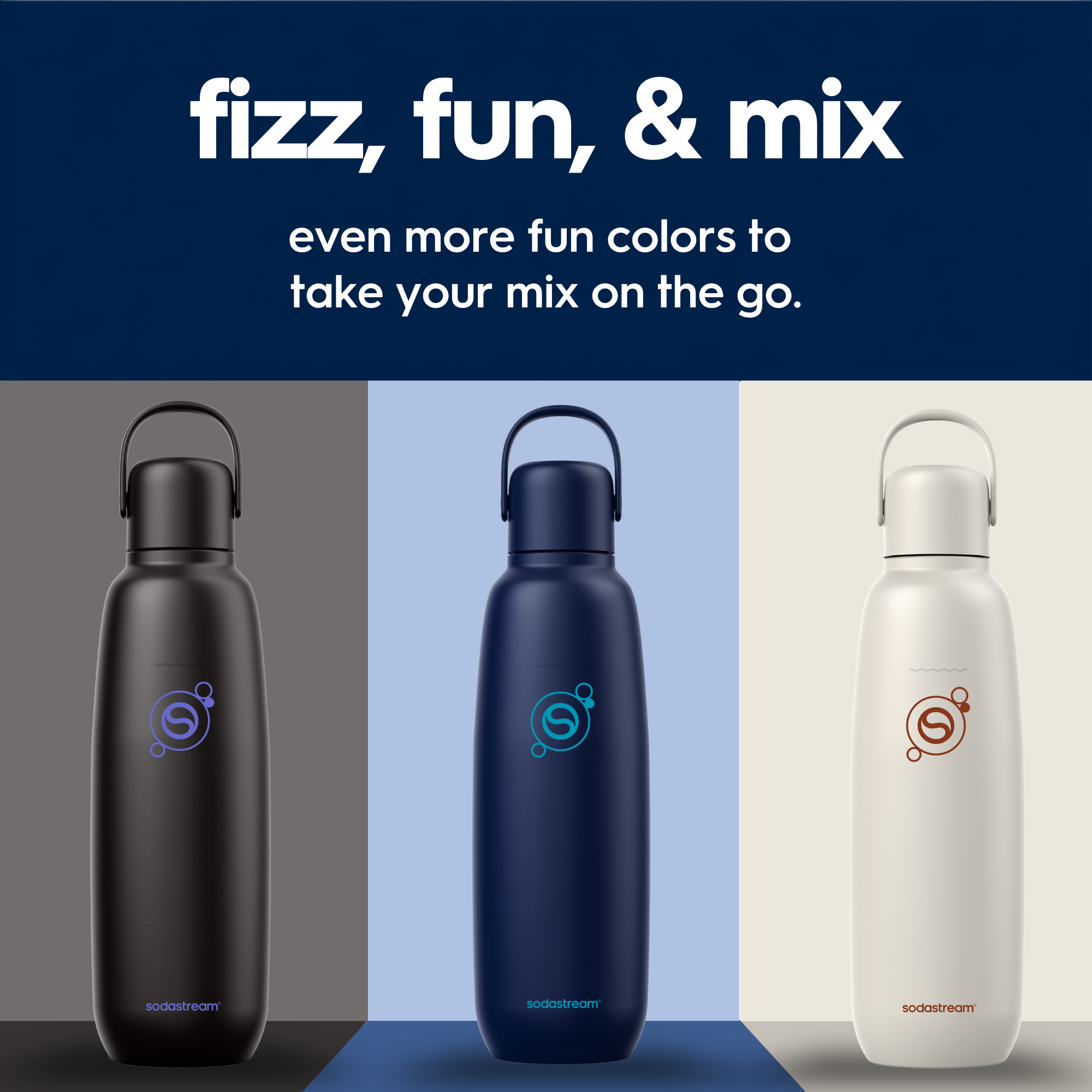 Sodastream Blueberry Fizz & Go® Stainless Steel Bottle 900ml | Insulated Sparkling Drink Bottle