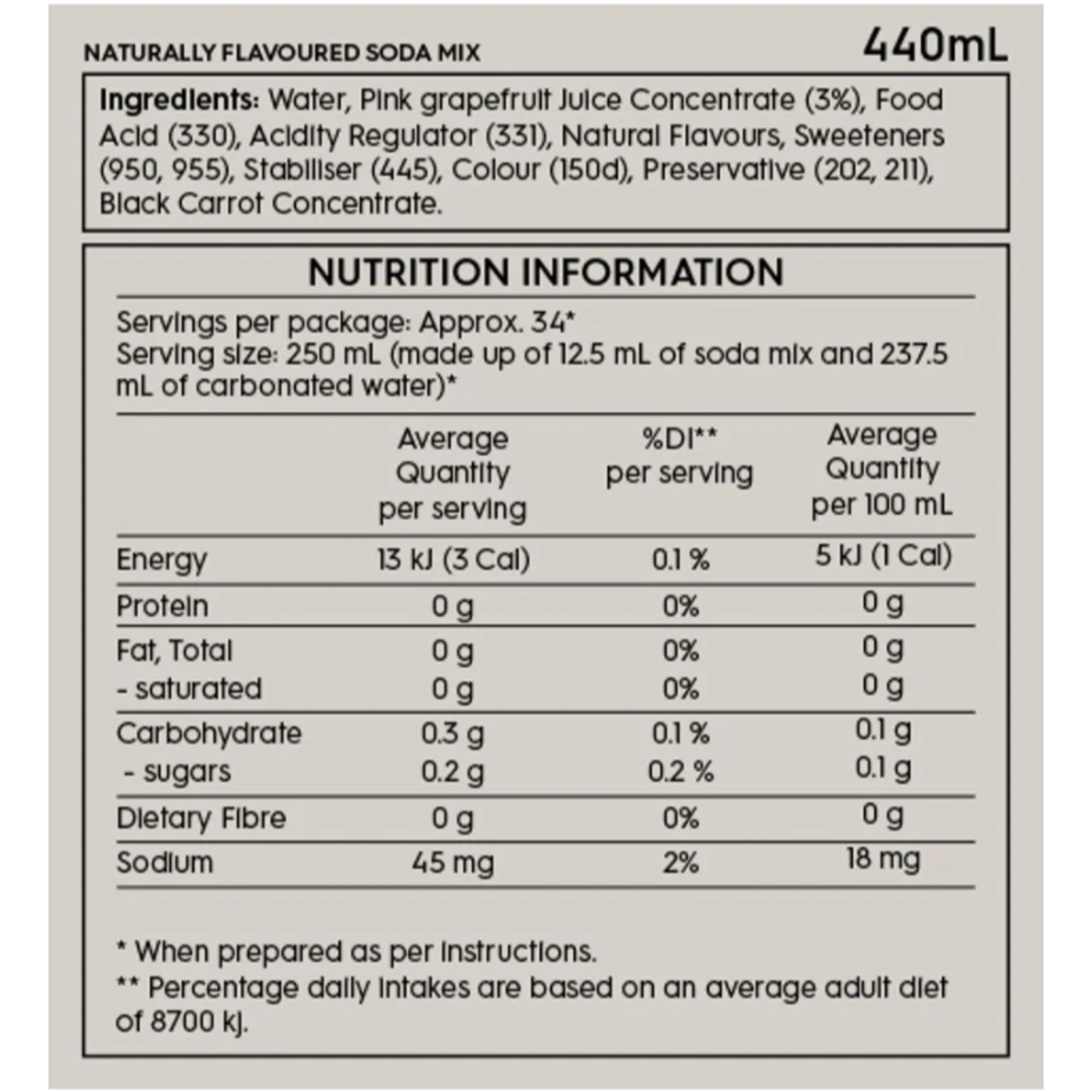 Classics Diet Pink Grapefruit Soda Drink Mix 440ml