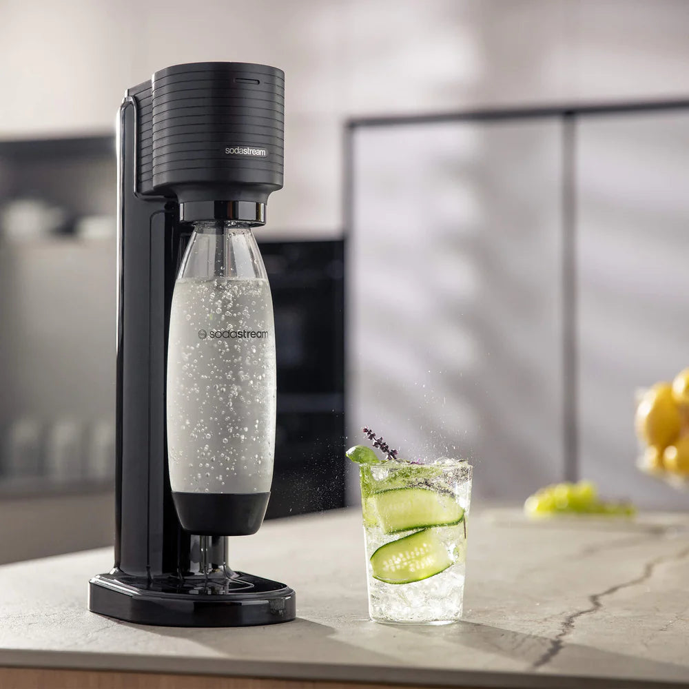 SodaStream Gaia szódagép szett, 3 palack, 1 l, alumínium/üveg,  tiszta/fekete 