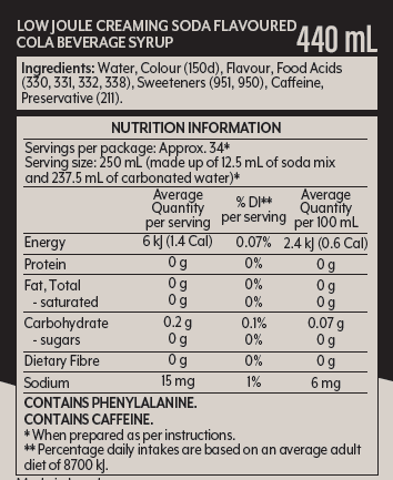 Pepsi Max Cream Soda Syrup