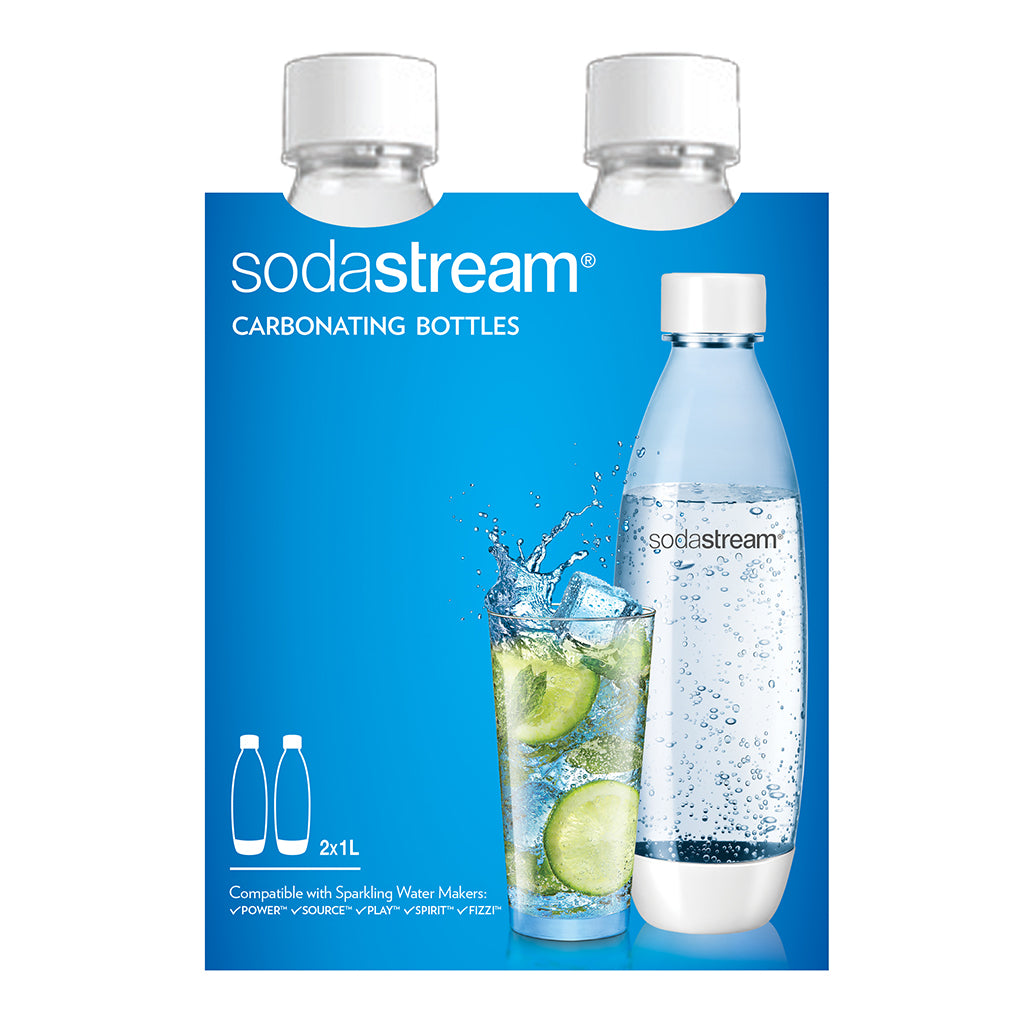 1L White Fuse Bottle Twin Pack sodastream